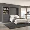 Bestar Pur Queen Murphy Bed and Shelving Unit with Drawers 101-Inch Wall Bed - Bark Grey|Grand lit escamotable mural Pur de Bestar de 101 po avec tablettes et tiroirs - gris écorce