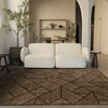 Covington Brown Taupe Striped Geometric Design Rug, 7'10" x 10'6" Indoor Area Rug | Tapis Covington brun taupe a rayures geometriques, 7'10" x 10'6"