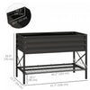 Outsunny Galvanized Raised Garden Bed with Legs and Storage Shelf, Black