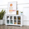 HOMCOM Kitchen Sideboard Stackable Storage Cabinet with Sliding Glass Door