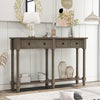 Phyllis Solid Wood Console Table With Drawers And Bottom Shelf - Grey | Table Console Phyllis En Bois Massif Avec Tiroirs Et Etagere Inferieure - Gris