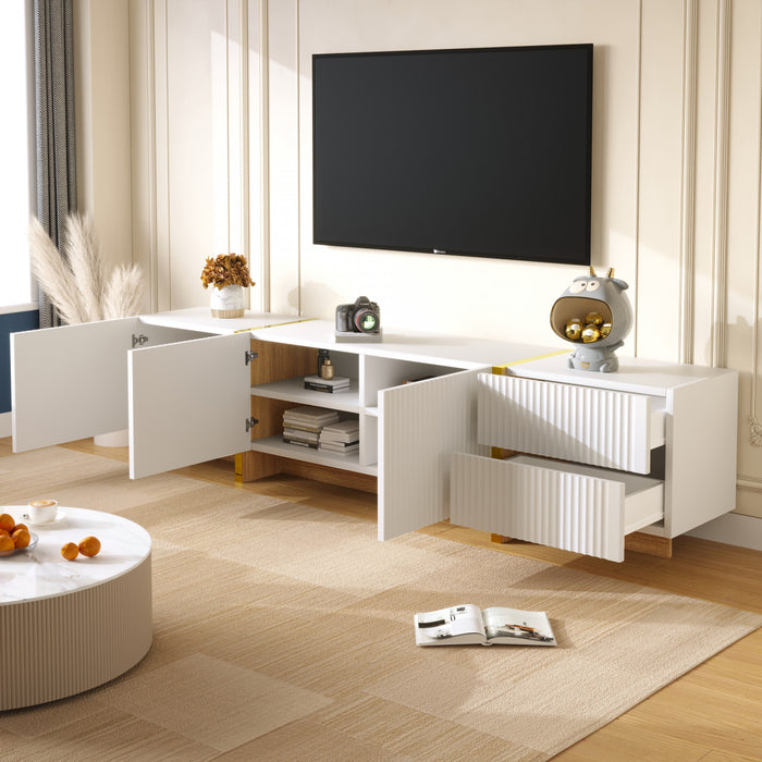 Emily 74.7\" Large Storage TV Cabinet with Doors and Drawers,Gold Tv Stand