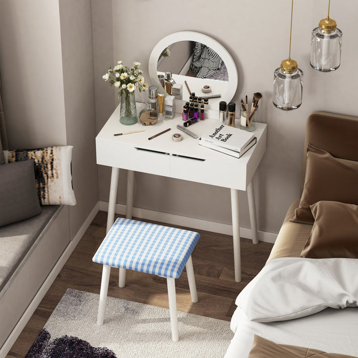 HOMCOM Dressing Table Vanity Table Set Make Up Table with Mirror & Stool