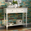 Jeremy Solid Wood Traditional Console Table With Drawers And Shelf - Ivory White | Table Console Traditionnelle Jeremy En Bois Massif Avec Tiroirs Et Etagere - Ivoire Blanc