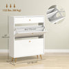 HOMCOM Shoe Storage Cabinet w/ 2 Flip Drawers for 12 Pairs of Shoes, White