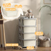 Qaba Kids Toy Storage Organizer With 4 Plastic Bins, 4 Tier Drawer Chest Utility For Kids Bedroom Nursery Kindergarten Living Room For Boys Girls Toddlers, Cream White