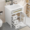 Scott 24" Bathroom Vanity with Ceramic Sink and Rubberwood Legs, White | Scott Meuble-lavabo de 24" avec vasque en ceramique et pieds en bois caoutchouc, Blanc