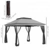 11'x11' Pop Up Canopy 2-tier Soft Top Gazebo W/ Mesh Netting, Light Grey|Outsunny Gazebo A Toit Souple A 2 Etages Avec Filet, Gris Clair