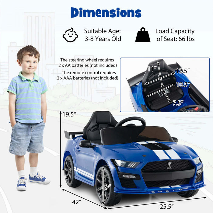 Costway 12v Licensed Ford Mustang Shelby Gt500 Kids Ride On Car With Remote Control Navy