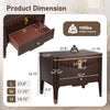 Liam Modern Wave Design Nightstand with 2 Storage Drawers,Dark Brown  | La table de nuit moderne Liam avec design en vague et 2 tiroirs de rangement, couleur brun fonce
