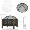 Outsunny 31" Fire Pit, 2-in-1 Wood Fire Pit Brazier With Lid, Grill, Black