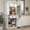 HOMCOM 71" Kitchen Pantry Cabinet with Spice Racks and LED Lights, White