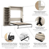 Bestar Key West Queen Murphy Bed with Closet Organizer (94 W) - Linen White Oak|Grand lit escamotable Key West de Bestar de 94 po (L) avec organisateur de garde-robe - blanc chêne lin