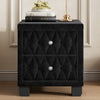 Sophia Elegant Velvet Nightstand with Drawers and Button-Tufted Design,Black | Sophia Table de Nuit Elegante en Velours avec Tiroirs et Design Capitonne, Noir