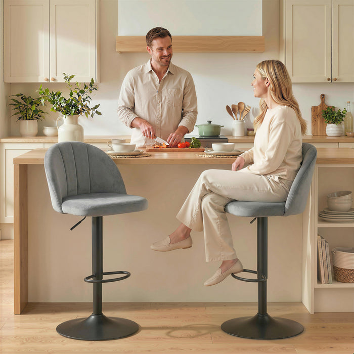 HOMCOM Bar Stools Set of 2, Swivel Counter Height Barstools, Grey
