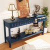 Oliver 60'' Fir Veneer Entryway Table with Honeycomb Design and Drawers, Navy Blue Sofa Table  | Table d'entree Oliver 60'' en placage de sapin avec design en nid d'abeille et tiroirs, bleu marine