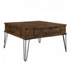 Hughey Square Coffee Table With 2 Drawers, Rustic Oak | Table Basse Carrée Hughey Avec 2 Tiroirs, Chêne Rustique