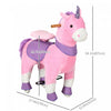Qaba Ride On Unicorn Walking Horse Mechanical Pony Toy With Wheels Gift For 3-6 Years Girls Boys Pin|Qaba Cheval A Bascule Mecanique Equitation Poney Jouet Avec Roues Cadeau Pour 3-6 Ans Filles Garcons