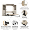 Bestar Key West Queen Murphy Bed & Closet Organizers with Doors & Drawers (119 W) - Linen White Oak|Grand lit escamotable Key West de Bestar de 119 po (L) avec organisateurs de garde-robe, portes et tiroirs - blanc chêne lin