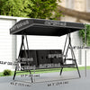 Outsunny 3-Seat Patio Swing Chair with Adjustable Canopy and Side Tray