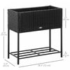 Outsunny Elevated Rattan Raised Garden Bed With Tool Storage Shelf