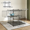 PawHut 2 Tier Cat Cage Crate, DIY Pet Playpen with 2 Doors, Ladder, Hammock, Platform, Indoor Playpen for Kittens, Squirrel, Rabbit, Black