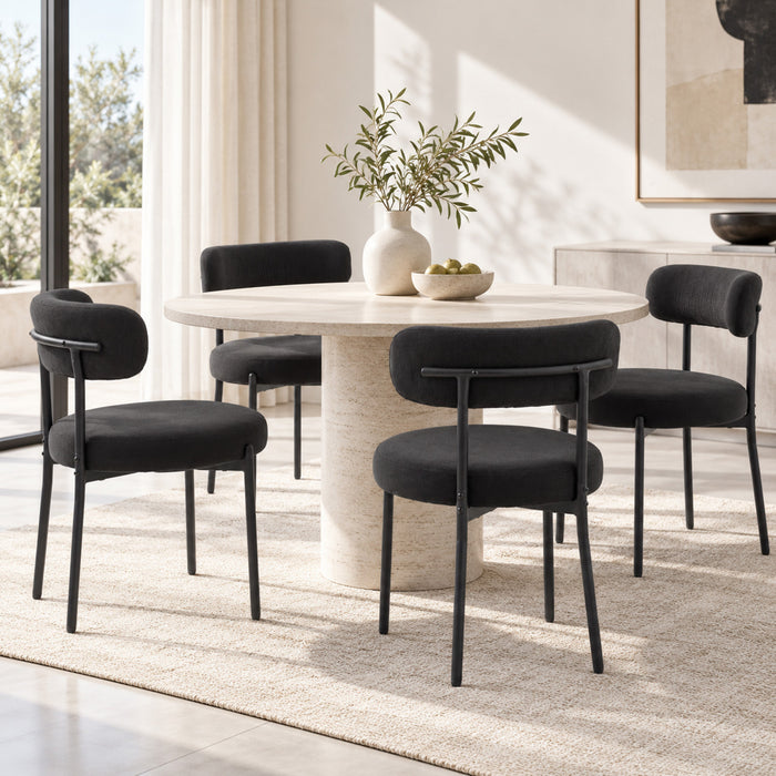 HOMCOM Dining Chairs Set of 4 Kitchen Chairs with Steel Legs, Black