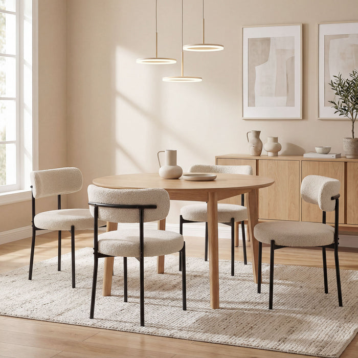 HOMCOM Dining Chairs Set of 4 Kitchen Chairs with Steel Legs, Beige