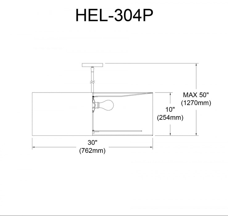 Dainolite Helena 4 Light Pendant 30\" Dia Matte Black Finish White Shade White Diffuser Lamp