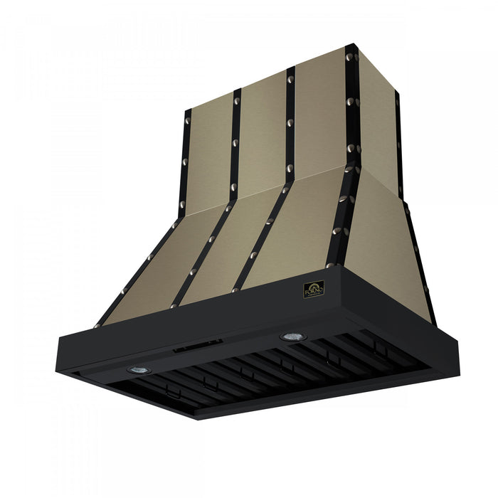 Forno Ambassador 36\" Range Hood, Black, 427 CFM, 3 speeds, Remote Control - FRHWM5099-36CPBLK