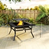 Outsunny Outdoor Fire Pit Firepit With Adjustable Grill Grate Poker, Black