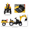 Aosom Ride-on Toy Pedal Digger Construction Car With Horn & Detachable Trailer, Yellow|Aosom Voiture De Construction A Pedales Avec Klaxon Et Remorque Detachable, Jaune