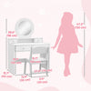 Qaba Kids Vanity Set, Children Dressing Table With Mirror, Kids Makeup Table With Stool And Storage |Qaba Ensemble De Coiffeuse Pour Enfants 2 Pieces, Coiffeuses Avec Miroirs, Table De Maquillage Pour
