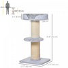 Pawhut 36"h Large Cat Scratching Post For Indoor Cats, Bold Cat Tree Multi-level Kitty Tower With Si|Pawhut Arbre A Chat 36" Tour Pour Chat A Plusieurs Niveaux Avec Grattoir En Sisal, Lit Pour Chat, Co