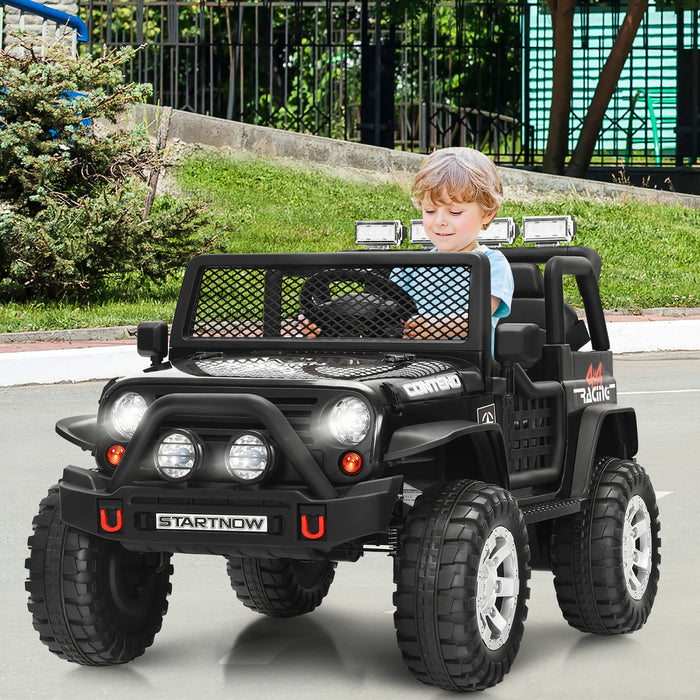 Costway 12v Kids Ride On Truck Remote Control Electric Car W/lights&music Black