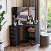 HOMCOM Corner Vanity Table, Makeup Desk with 3-piece Mirror and 5 Drawers