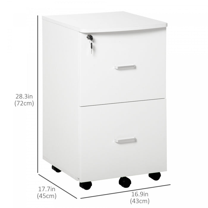 Vinsetto 2-drawer Mobile Office File Cabinet With Lock
