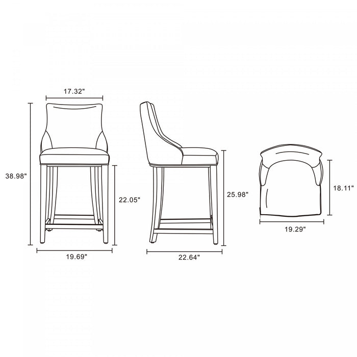 Shubert Modern Wood Upholstered Counter Stool in Ivory - Set of 3