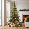 HOMCOM 7ft Prelit Sparse Christmas Tree with Downswept Hinges, Green
