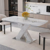 47.24"-62.99" Lennon Modern Extendable Rectangular Dining Table with Marble Printed Top - White | Table a manger rectangulaire moderne Lennon extensible de 47,24" a 62,99" avec plateau imprime marbre, blanc