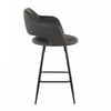LumiSource Margarite Grey Faux Leather Contemporary Counter-Height Stool - Set of 2|Tabouret contemporain Margarite de hauteur comptoir en similicuir gris - ensemble de 2