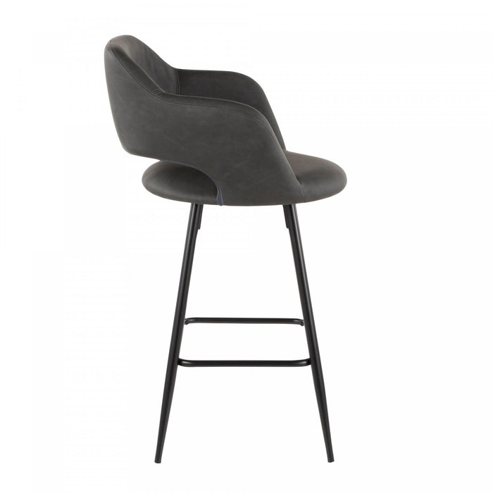 LumiSource Margarite Grey Faux Leather Contemporary Counter-Height Stool - Set of 2