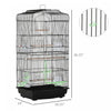 Pawhut 36" Bird Cage For Finches, Canaries Budgies, Parrot Cage With Accessories Handle, Black|Pawhut 36" Cage A Oiseaux Cacatoes Perroquet Cage 2 Portes Perchoir 4 Mangeoires, Noir