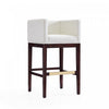 Kingsley Mid-Century Modern Wood Upholstered Barstool in Ivory - Set of 3 | Tabouret de bar rembourre en bois style Mid-Century Modern Kingsley, ivoire - Lot de 3