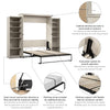 Bestar Key West Queen Murphy Bed with Closet Organizers (119 W) - Linen White Oak|Grand lit escamotable Key West de Bestar de 119 po (L) avec organisateurs de garde-robe - blanc chêne lin