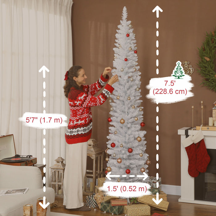 HOMCOM 7.5ft Christmas Tree with DIY Synchronized LEDs, Xmas Tree, White