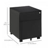 Vinsetto 2 Drawers File Cabinet On Wheels Lockable For Home Office|Vinsetto Classeur A 2 Tiroirs, Verrouillable Sur Roues Pour Le Bureau