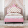 Lily Lovely Crown Fantasy Princess Bed with Tufted PU Leather Headboard,Twin Size Twin Bed | Lily Lit de Princesse Fantaisie Couronne Elegante avec Tete de Lit en Cuir PU Capitonne, Taille Twin