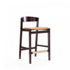 Klismos Mid-Century Modern Wood Upholstered Counter Stool in Camel - Set of 2 | Tabouret de comptoir en bois rembourre style Klismos mi-siecle moderne couleur camel - Lot de 2