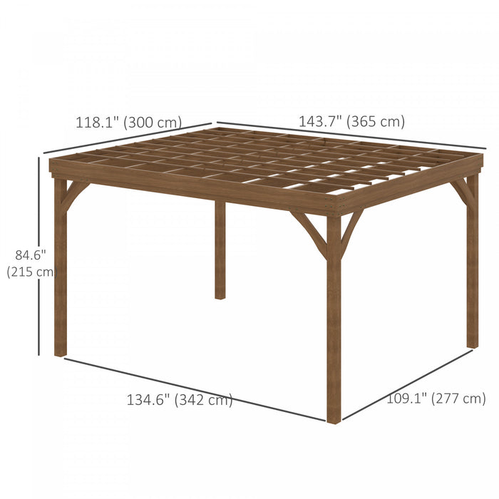 Outsunny 10' X 12' Outdoor Wood Pergola Gazebo For Climbing Plants, Brown